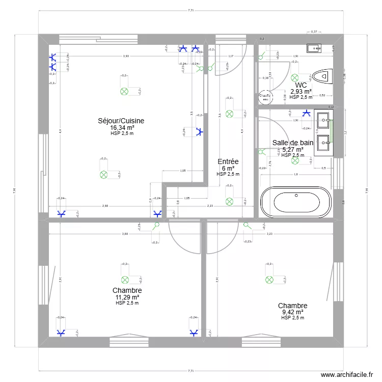 Logement Seph. Plan de 6  et 51 m²