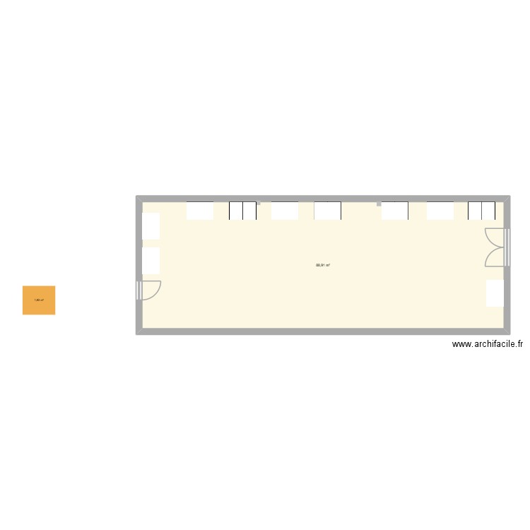 PLAN V29. Plan de 1 pièce et 89 m2