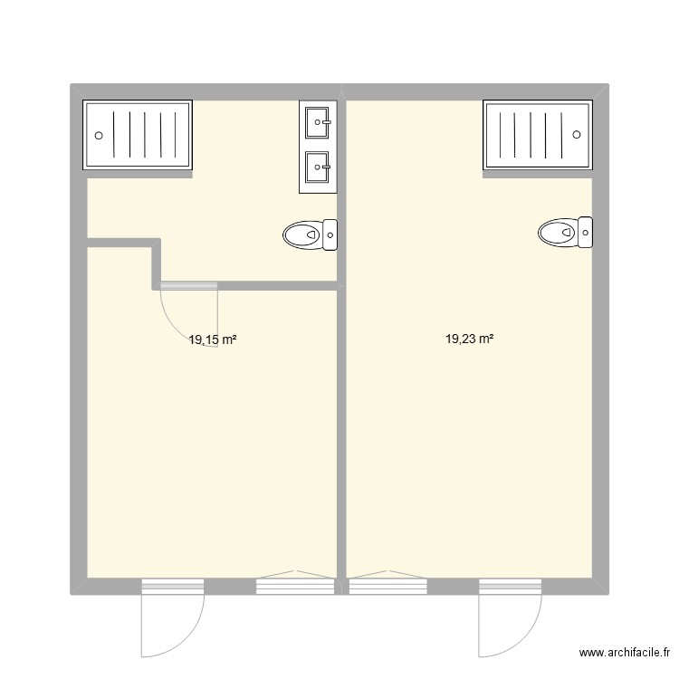 construction 2 chambres. Plan de 2 pièces et 38 m2