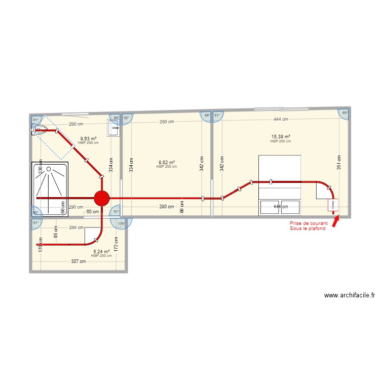 DANTIN . Plan de 4 pièces et 40 m2