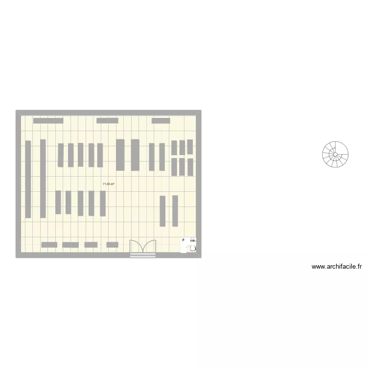 carrefour. Plan de 1  et 71 m²