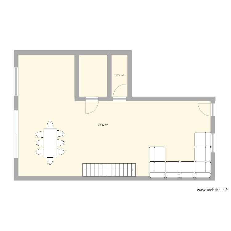 ma maison. Plan de 2 pièces et 76 m2