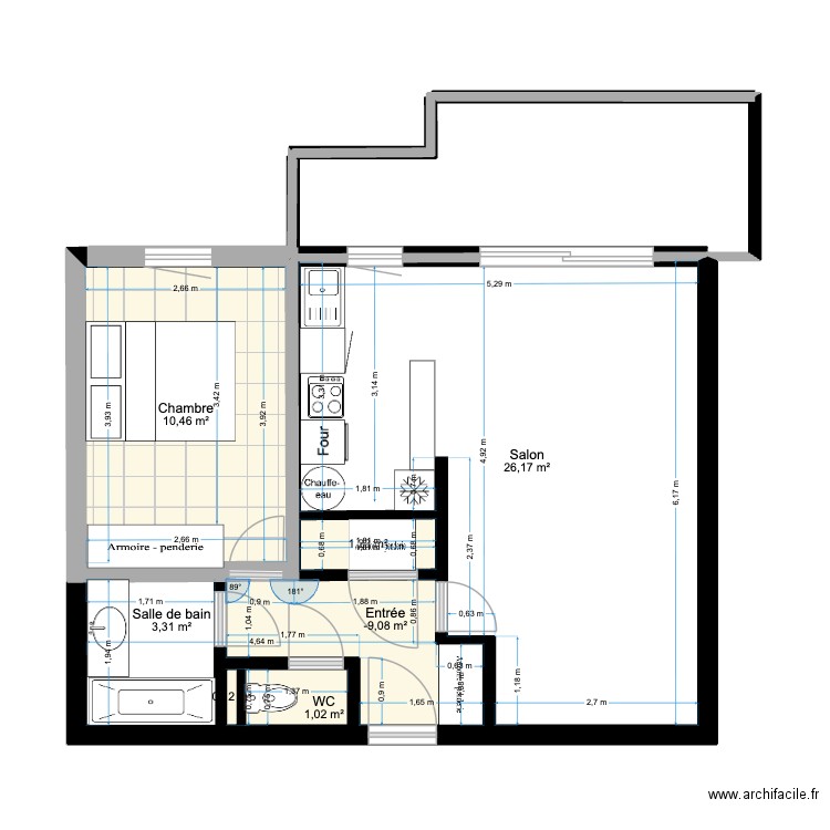actuel sabine. Plan de 7 pièces et 47 m2
