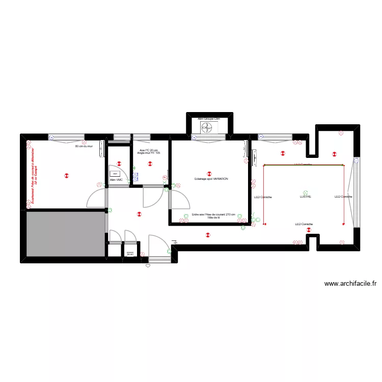 VILLA DUO 1er Etage ELECTRICITE. Plan de 9  et 65 m²