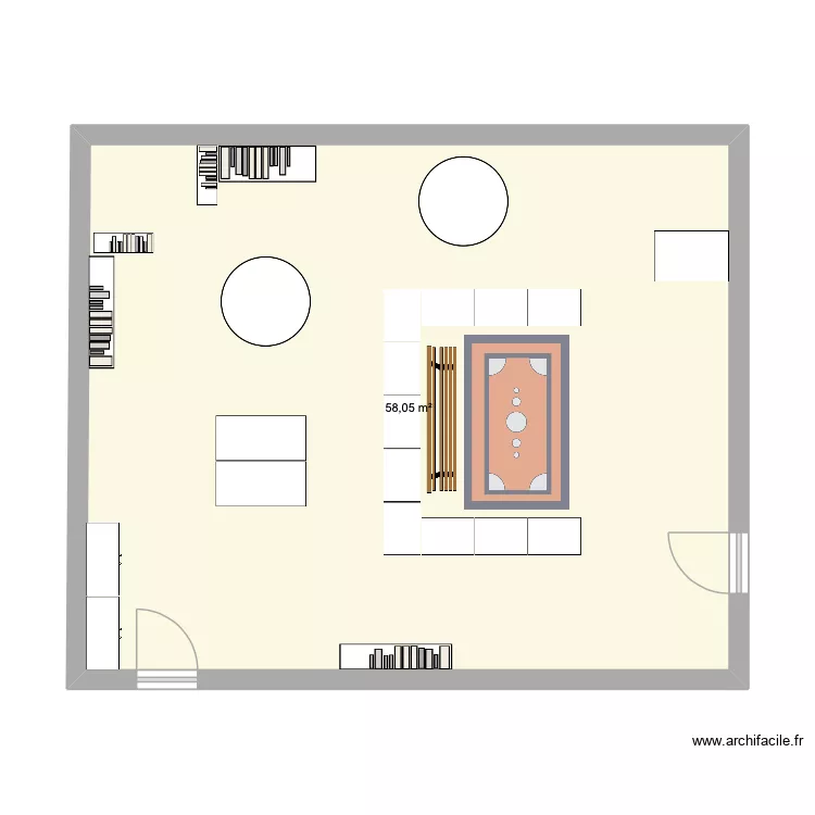 classe cm. Plan de 1  et 58 m²