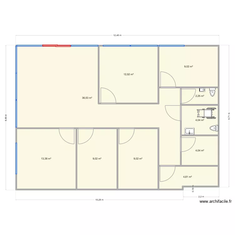 Bidulos. Plan de 10  et 104 m²
