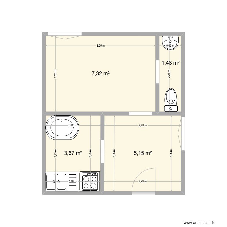 46 legendre. Plan de 4 pièces et 18 m2