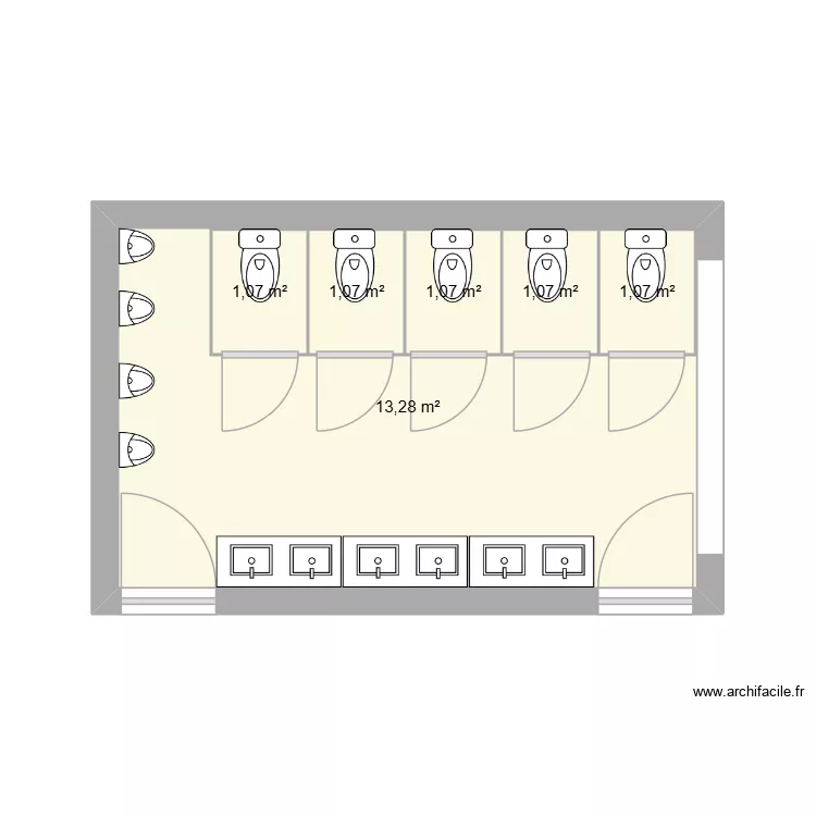 WC Ecole. Plan de 6 et 24 m² WC Ecole. Plan de 6 et 24 m²