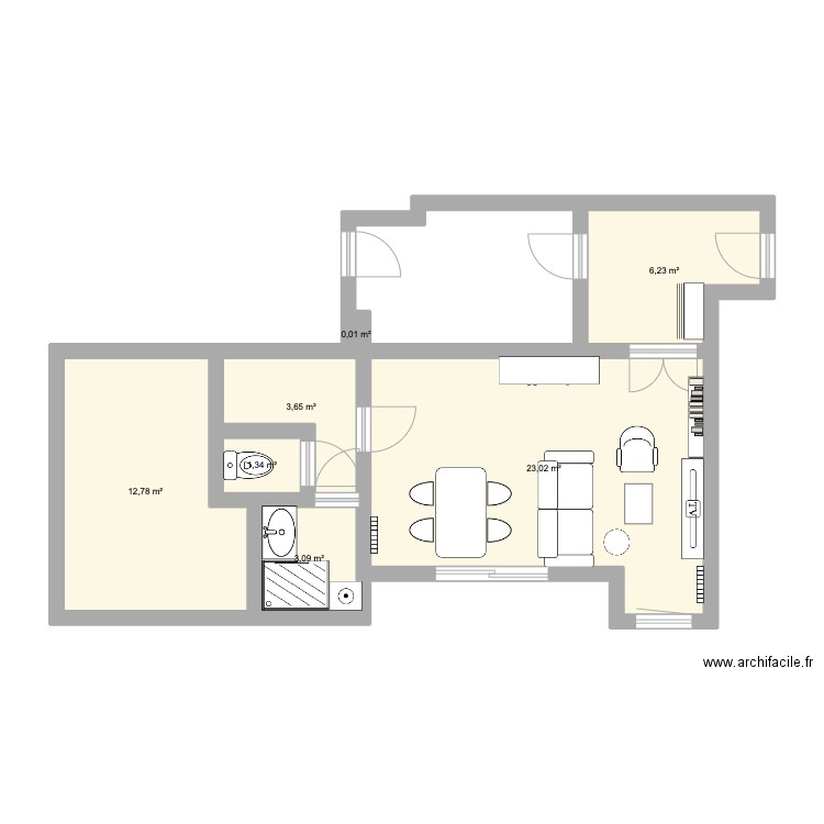 salon asnière 2nd arrangement. Plan de 7 pièces et 50 m2