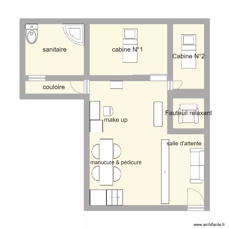 plant 1. Plan de 6  et 52 m²