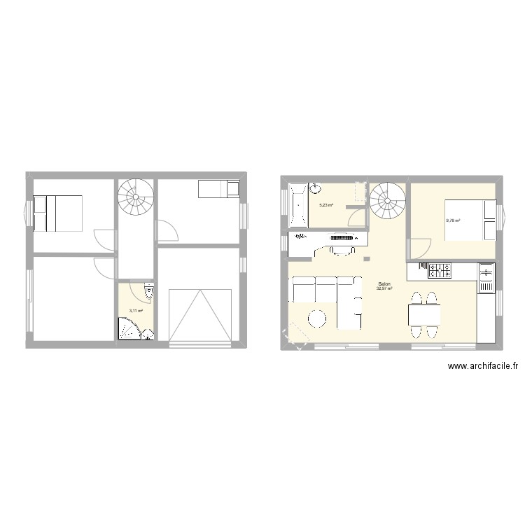 maison targa. Plan de 4 pièces et 51 m2