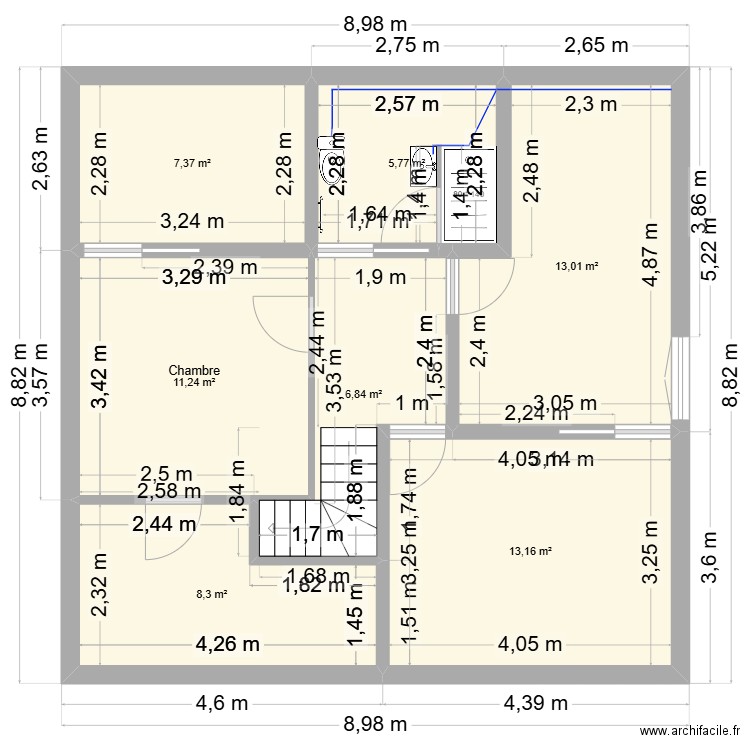 maison actuel v3. Plan de 7 pièces et 66 m2
