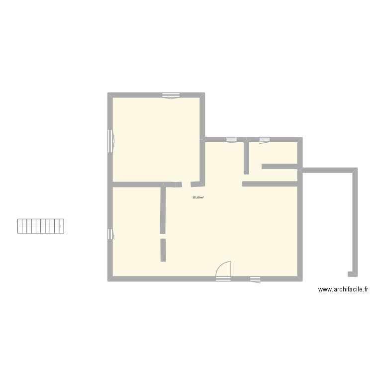 plan3. Plan de 1 pièce et 91 m2