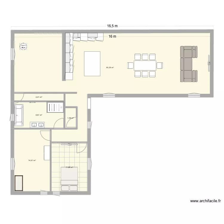 AIGNE. Plan de 6 Pièces et 125 m²