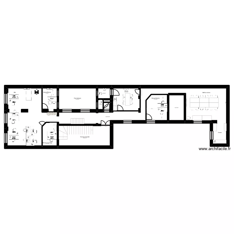 Lyon Bellecour R+1 - Projet casiers. Plan de 12  et 261 m²
