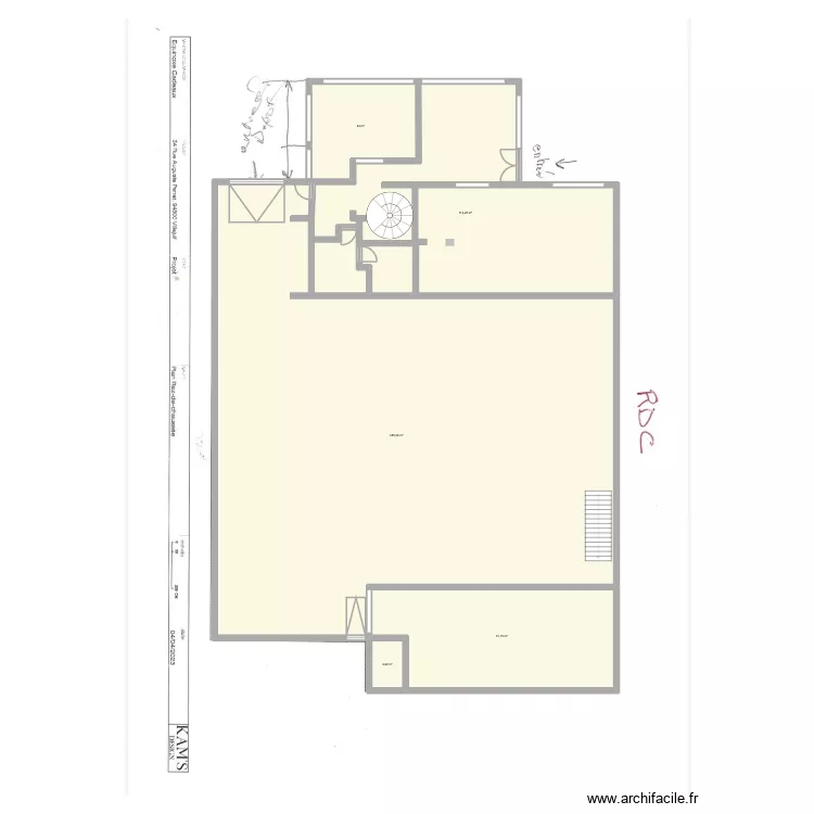 plan RDC pour projection amenagement. Plan de 