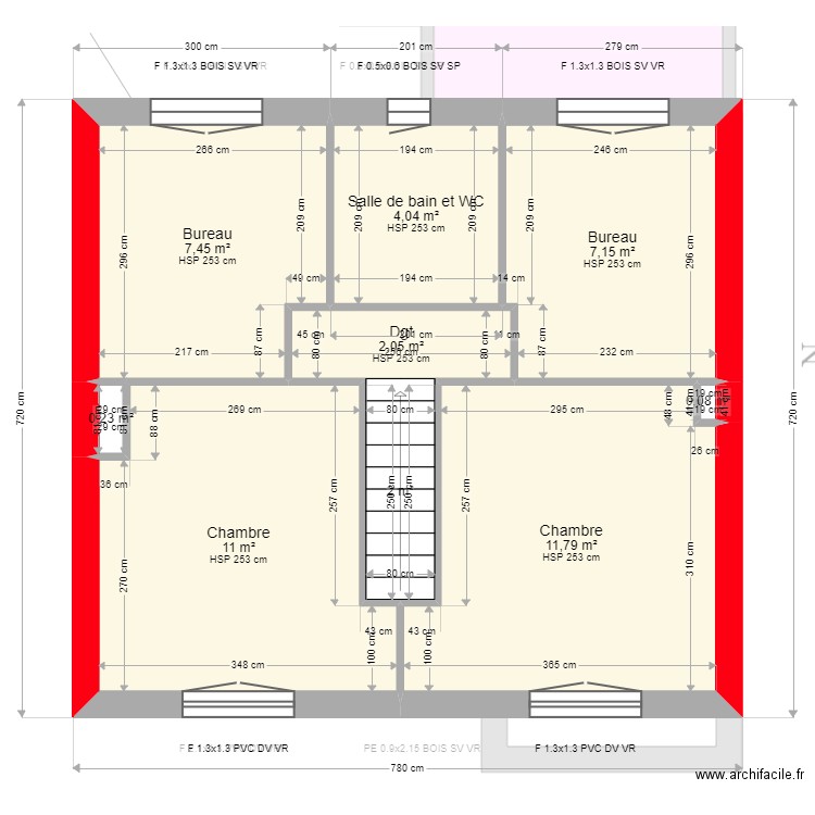 ML24003350 . Plan de 18 pièces et 104 m2