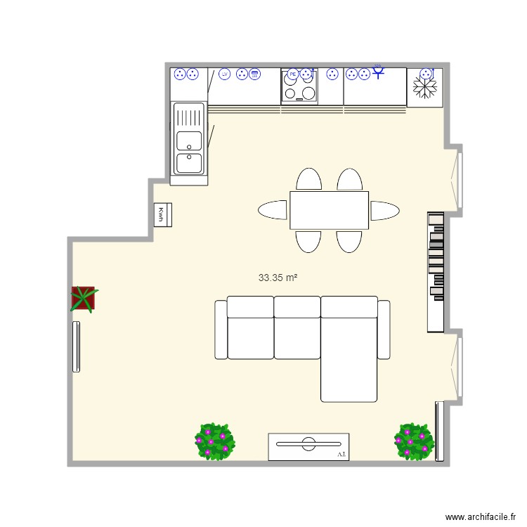 Appart Syl. Plan de 1 pièce et 33 m2