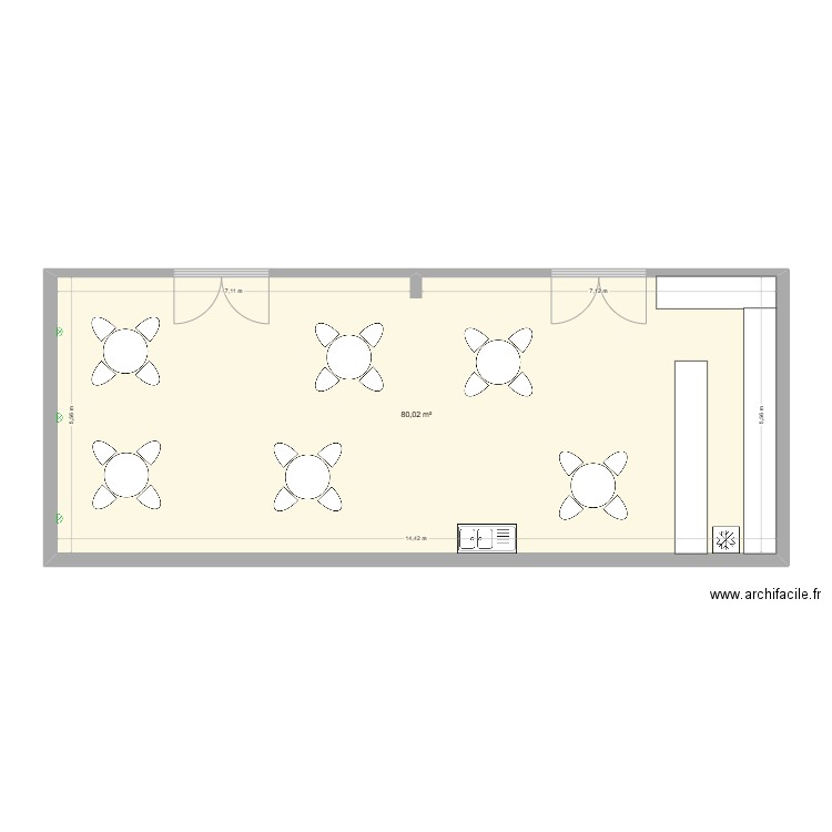 Salle anim  premier. Plan de 1 pièce et 80 m2