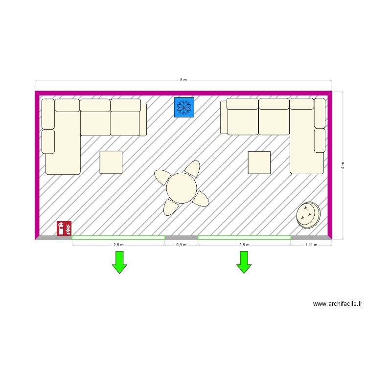 Loge L1. Plan de 1 pièce et 30 m2