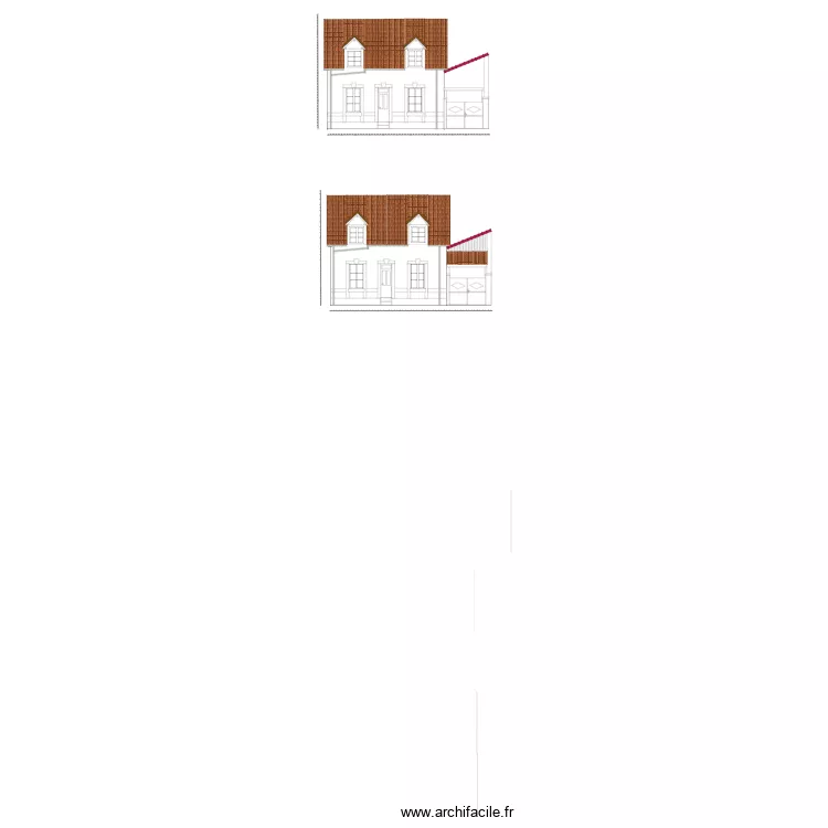 Plan facade. Plan de 