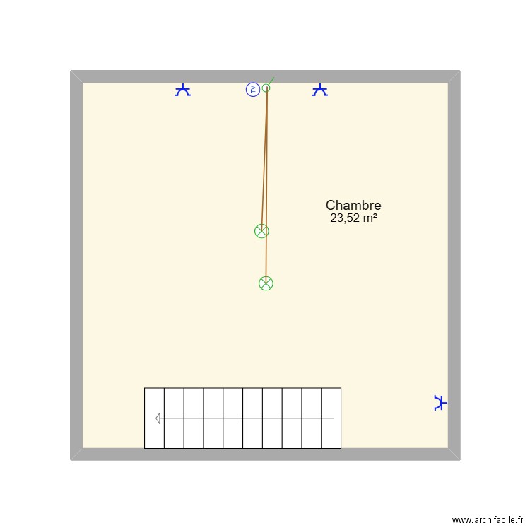 Plan électrique maison 2ème étage. Plan de 1 pièce et 24 m2