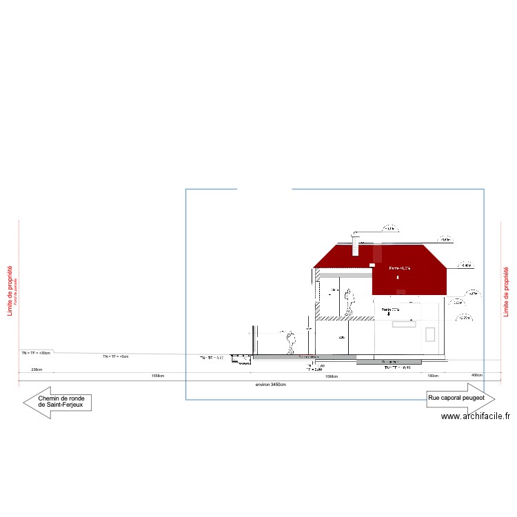 facade latérale coupe end. Plan de 0 pièce et 0 m2