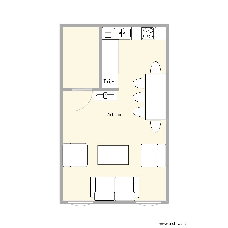 SaintPaul. Plan de 1 pièce et 27 m2