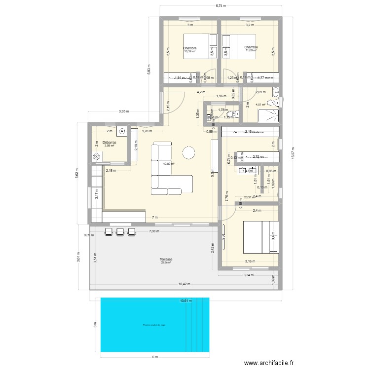 MAISON OK. Plan de 7 pièces et 122 m2