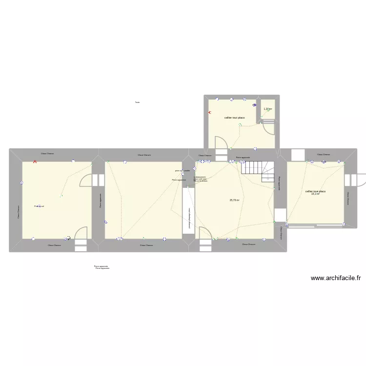 fourlon rdc. Plan de 6  et 102 m²