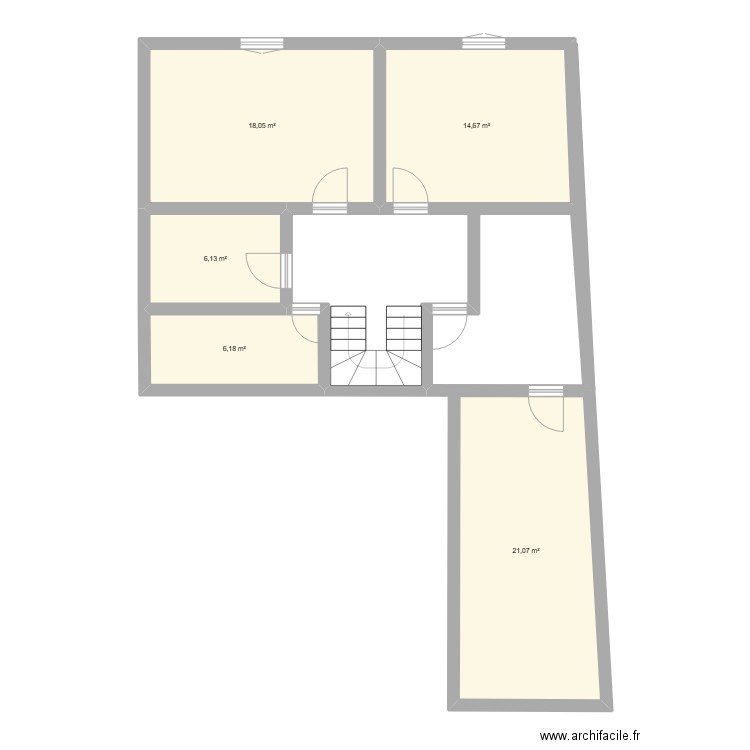 1er etage. Plan de 5 pièces et 66 m2