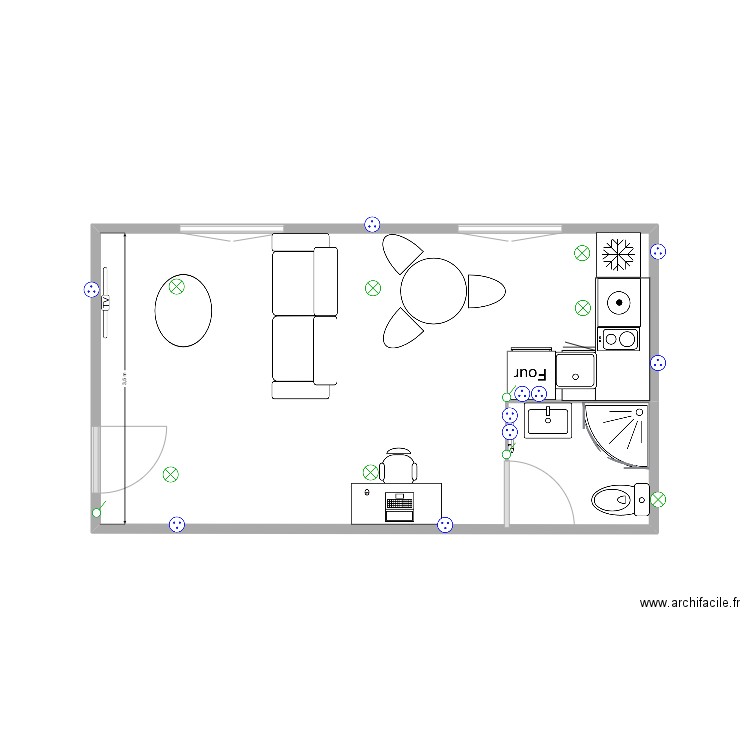 Studio. Plan de 0 pièce et 0 m2