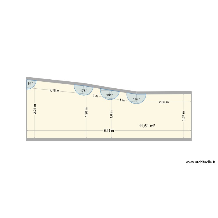 artillerie militaire mur enterré. Plan de 1 pièce et 12 m2