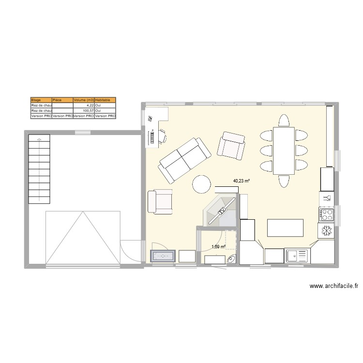 maison. Plan de 2 pièces et 42 m2