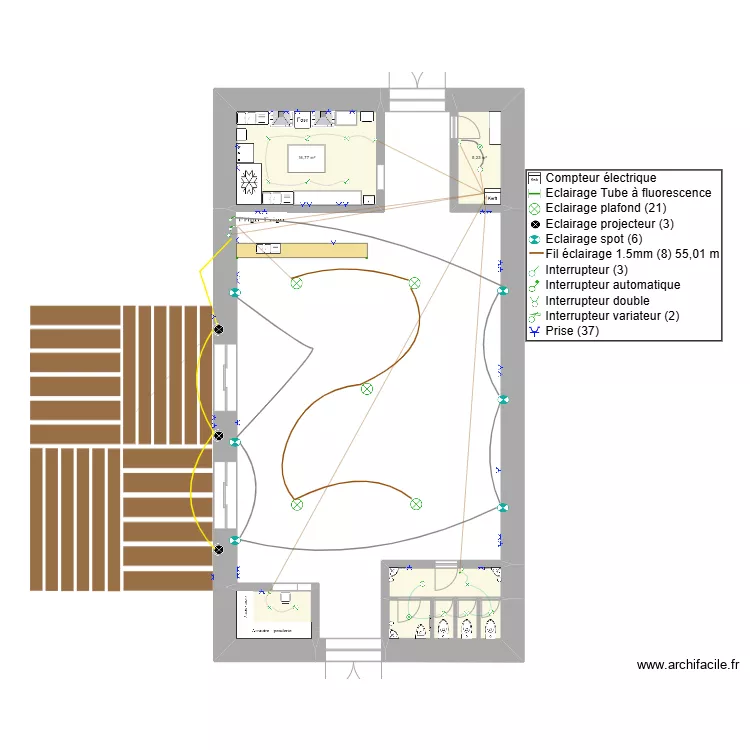 Salle totale &eacute;lectricit&eacute;. Plan de 