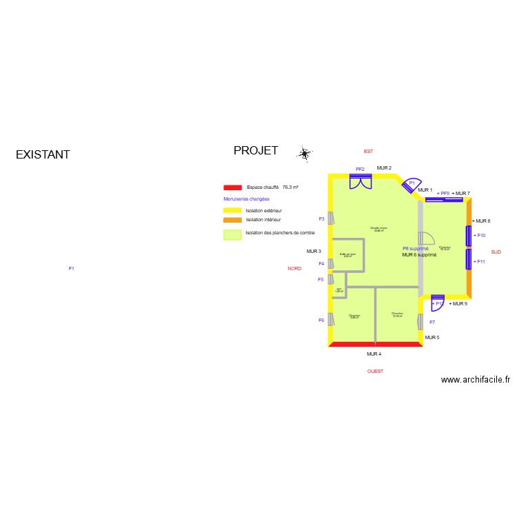 BROUILLARD_ Projet. Plan de 6 pièces et 77 m2