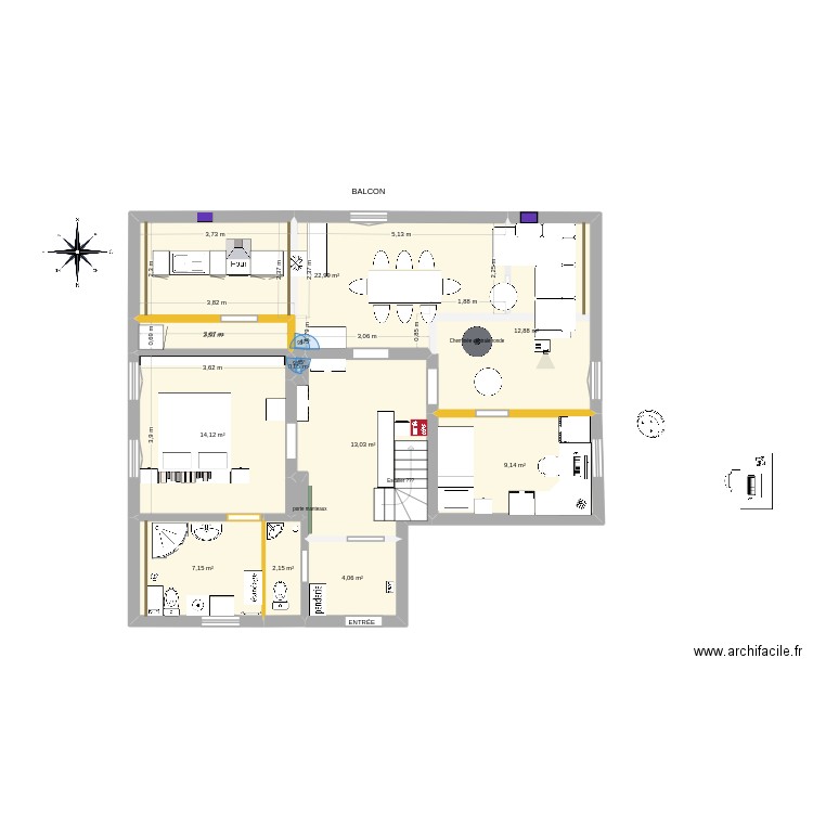Marco future apart. II. Plan de 11 pièces et 88 m2