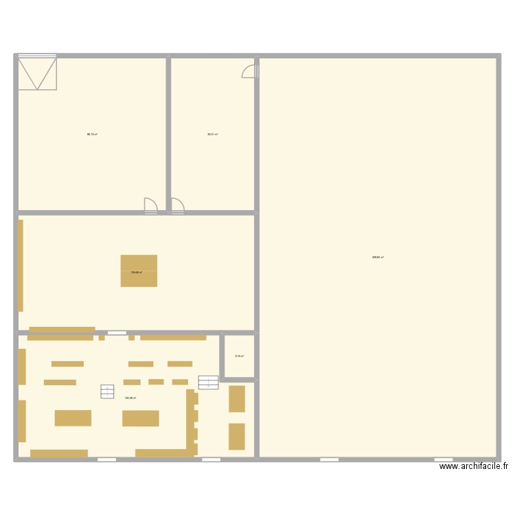 magasin skate. Plan de 6 pièces et 725 m2