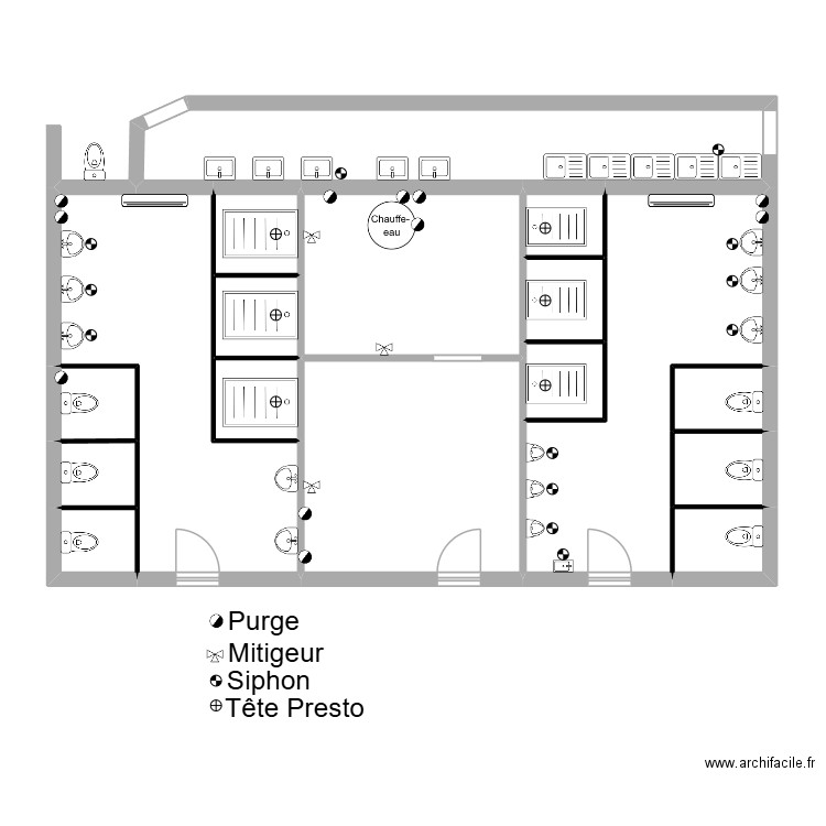 san. Plan de 17 pièces et 102 m2
