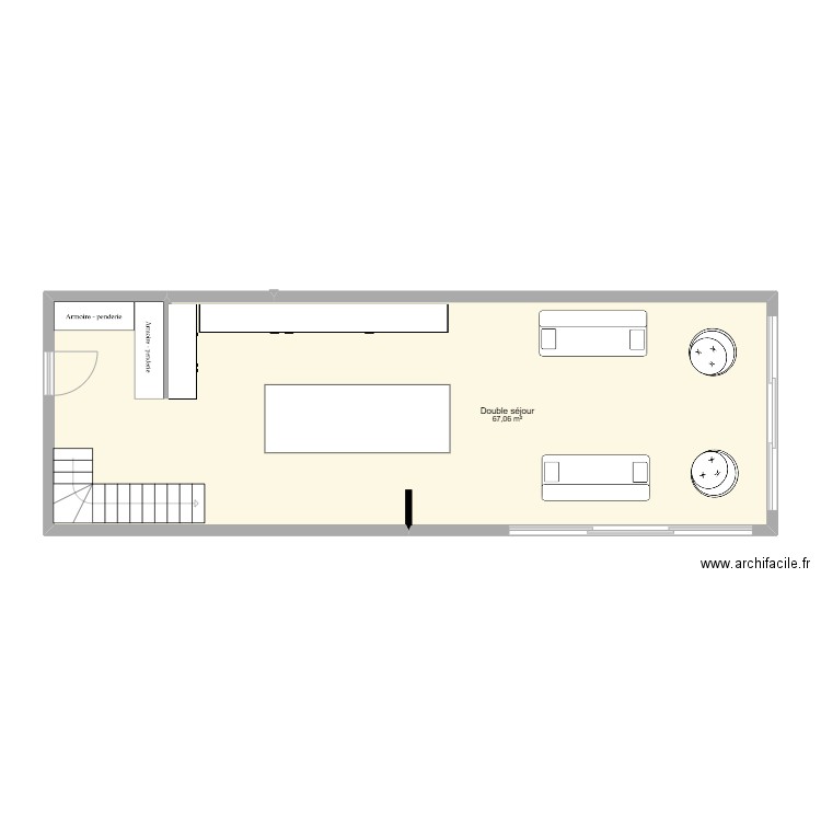 rdj +terrasse 3M. Plan de 1 pièce et 67 m2