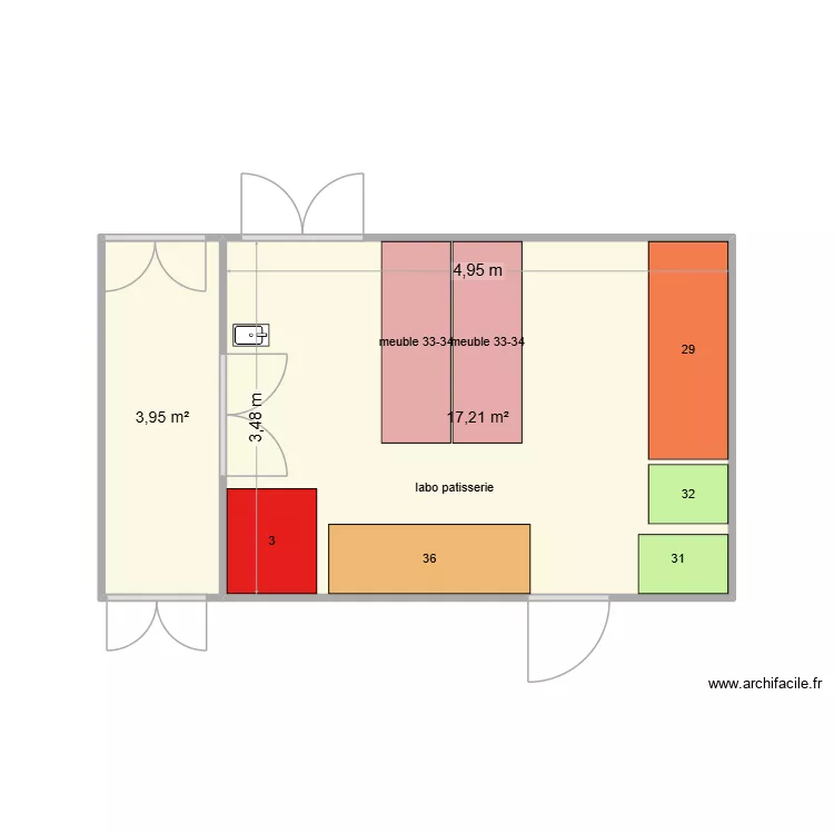 labo patisserie. Plan de 2 et 21 m² labo patisserie. Plan de 2 et 21 m²