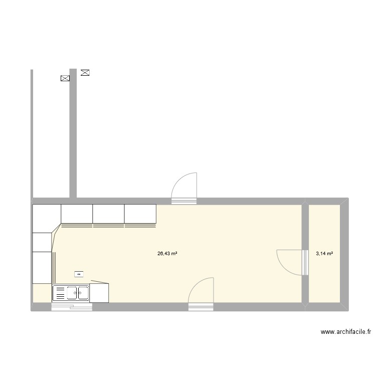 ELECTRICITE TERRASSE CABANE. Plan de 2 pièces et 30 m2