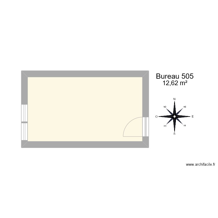 Bureau R 505. Plan de 1 pièce et 13 m2