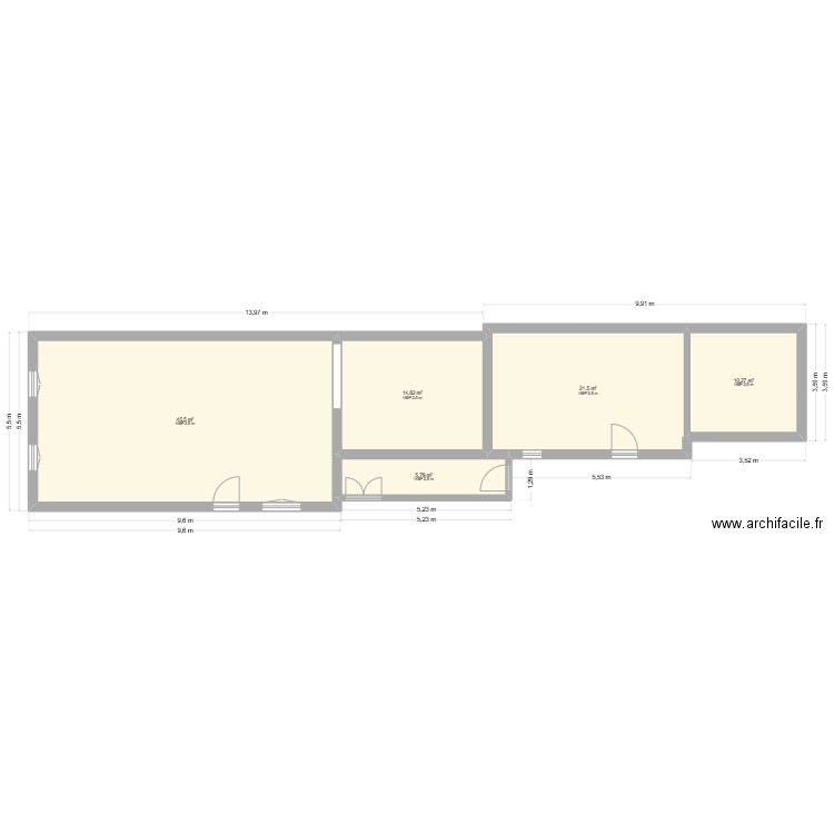claire. Plan de 5 pièces et 98 m2