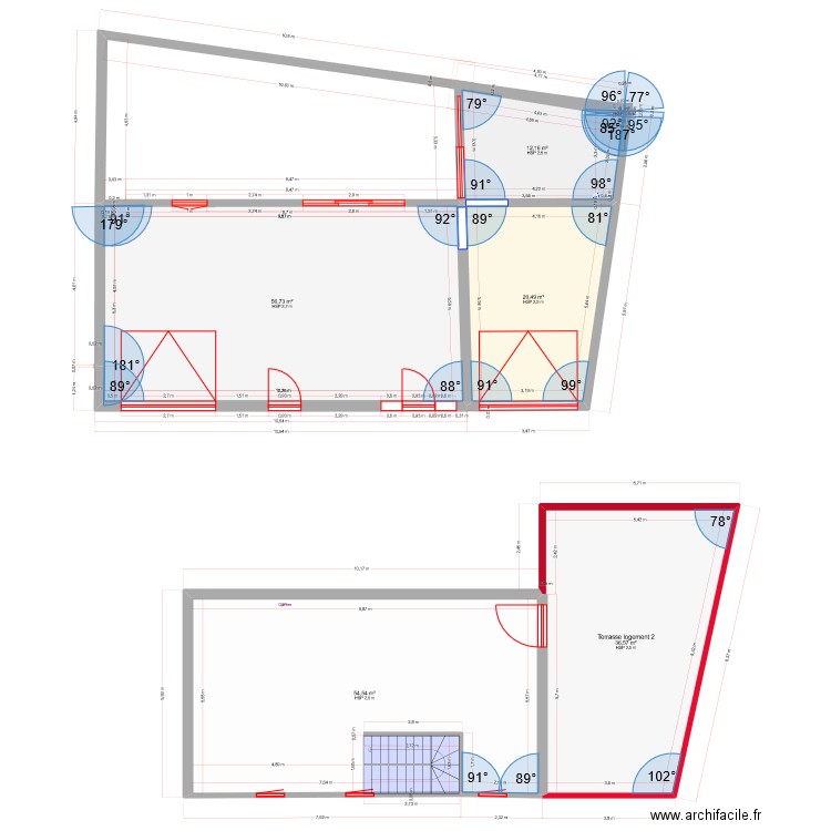 auray RDC, R+1 le 13-11-23 . Plan de 6 pièces et 180 m2