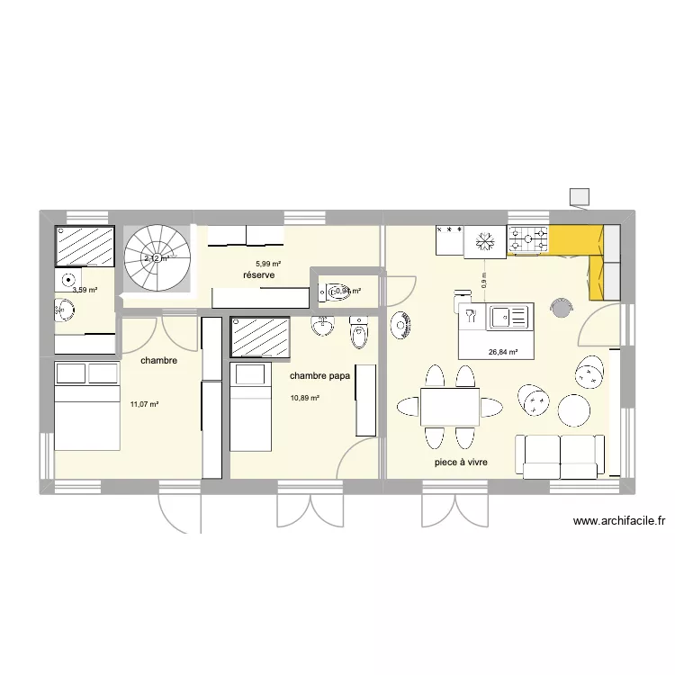 maison 6 x 12 2 nivo. Plan de 12  et 124 m²