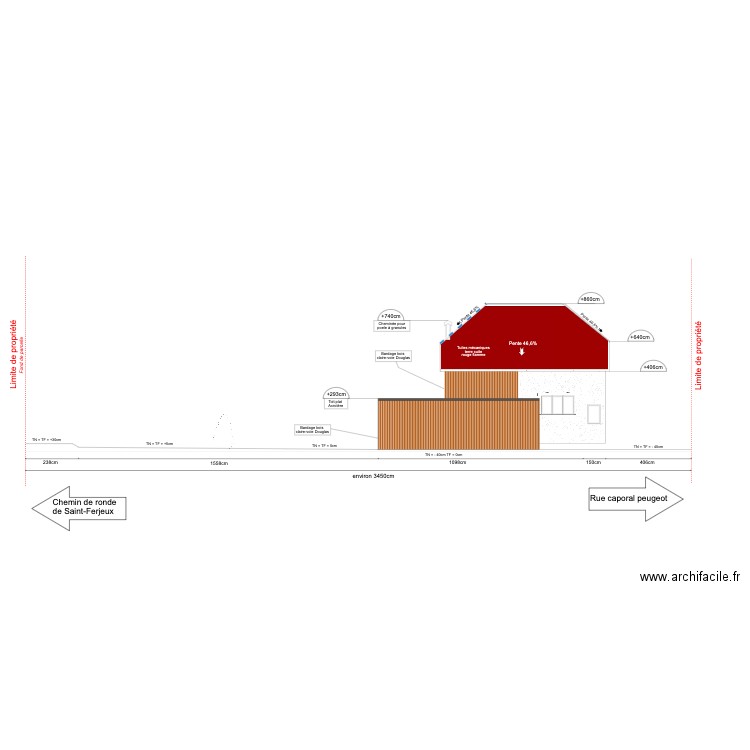 facade latérale . Plan de 0 pièce et 0 m2