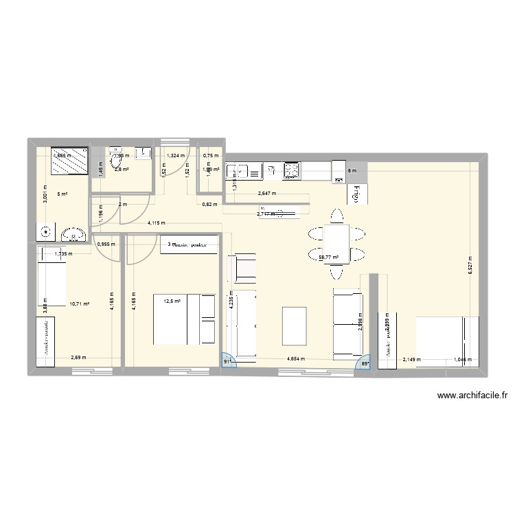 trois. Plan de 0 pièce et 0 m2