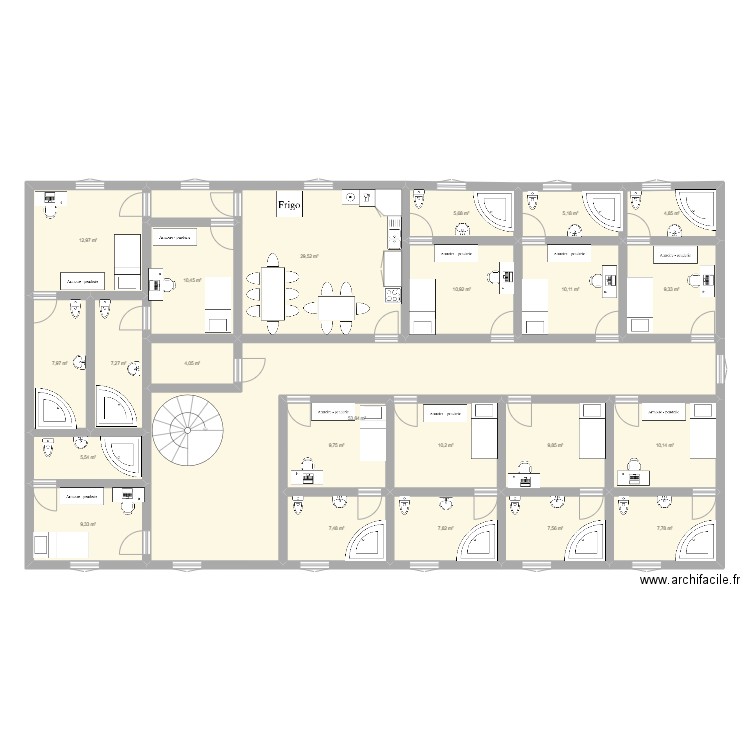 BUREAU COM IN MEDOC PROJET. Plan de 23 pièces et 258 m2