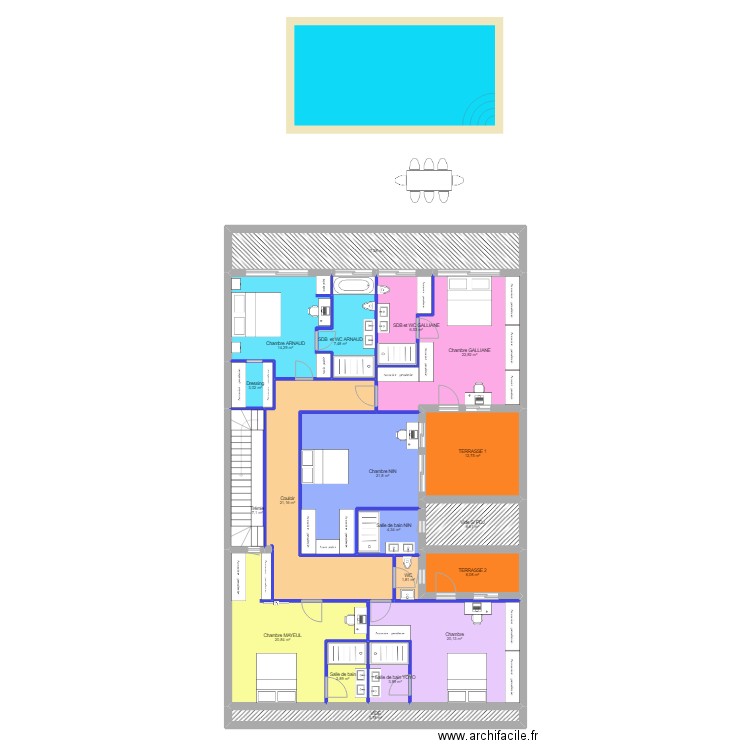 VB ETAGE R+1. Plan de 19 pièces et 208 m2